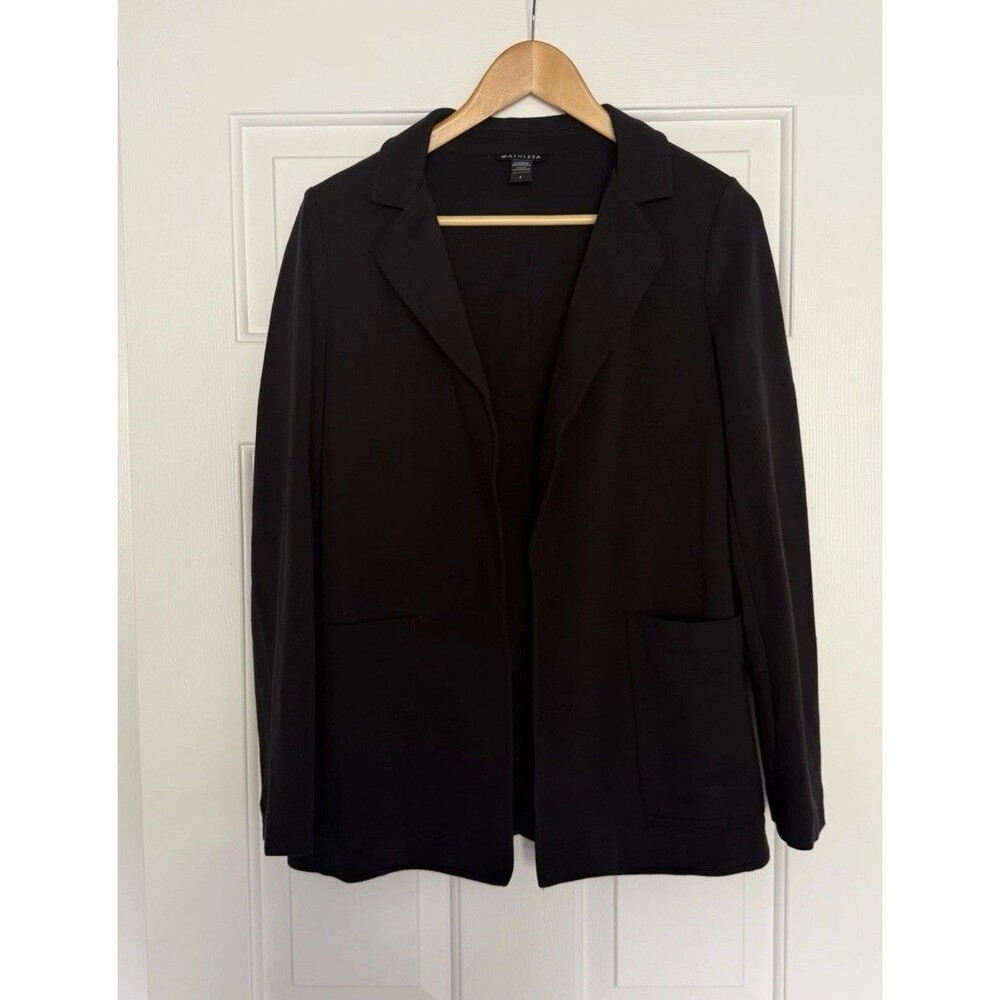 Athleta Eastbound Open Front Ponte Knot Blazer Size 6 Black